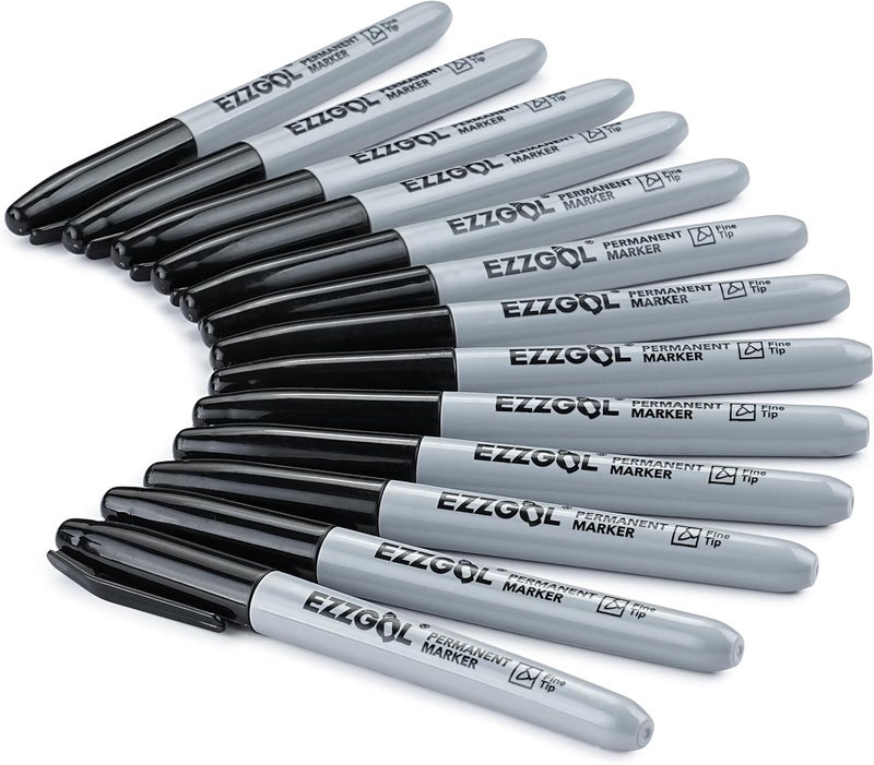 Ezzgol Black Permanent Markers Bulk, 24 Packs Fine Tip Permanent Marker, Waterproof Markers, Premium Smear Proof Pens, Quick Drying, Office Supplies for School, Office, Home - Image 3